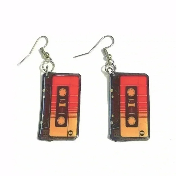 Hand Crafted Jewelry - VINTAGE HAND CRAFTED CASSETTE EARRINGS for all the Music Lovers!